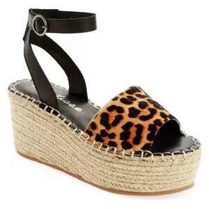 Matisse Leopard Calf Hair Platform Espadrille Sandals Size 8